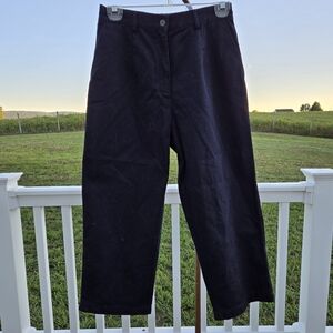 L.L. Bean Mid-Weight Black Wide Leg Ankle Pants Size 8